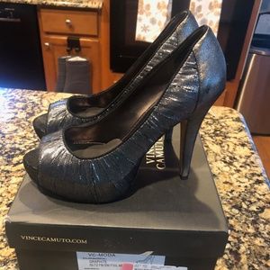 Vince Camuto VC-Moda Graphite Womens 8M Pumps Heel Gray Holiday Pewter Sparkle
